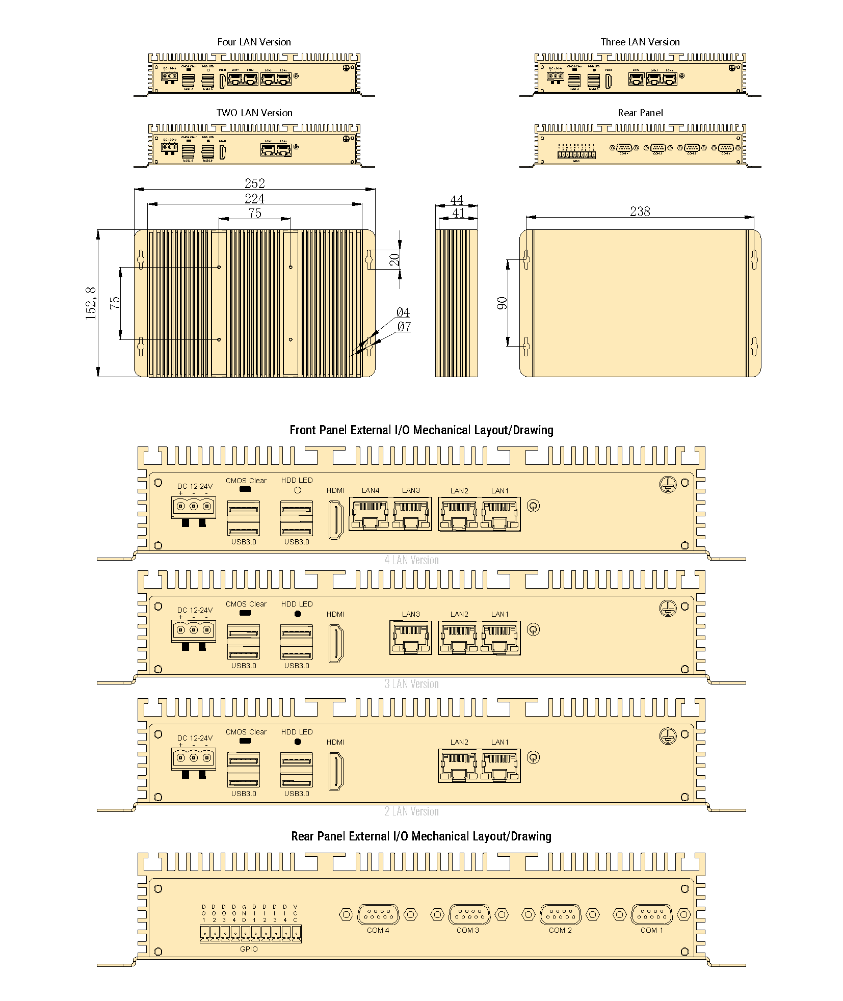 Multi LAN Multi COM Industrial PC IBOX-104V2-4L6C-10TH
