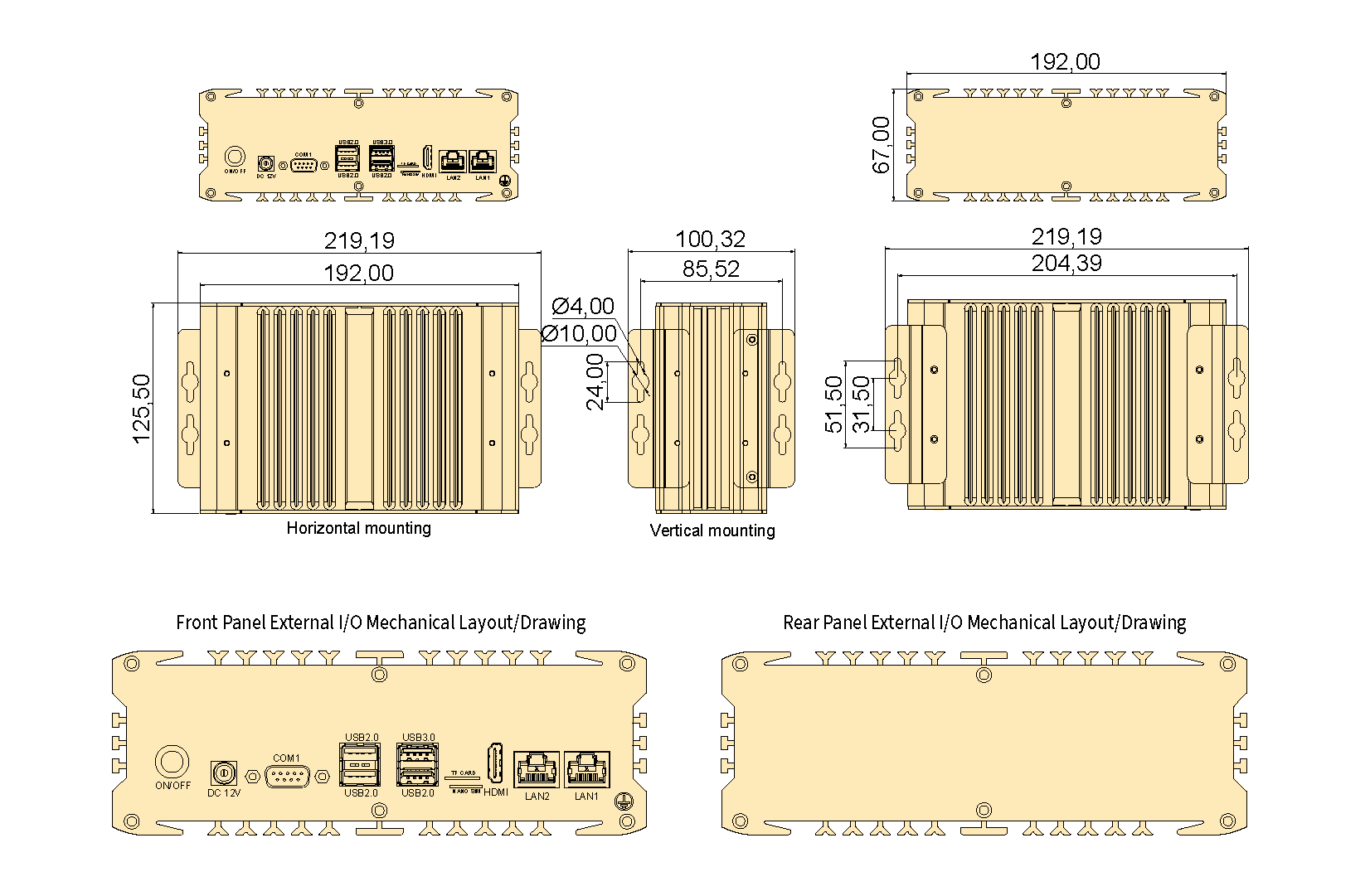 IBOX-105-ARM-2L6C ARM embedded industrial PC dimensions