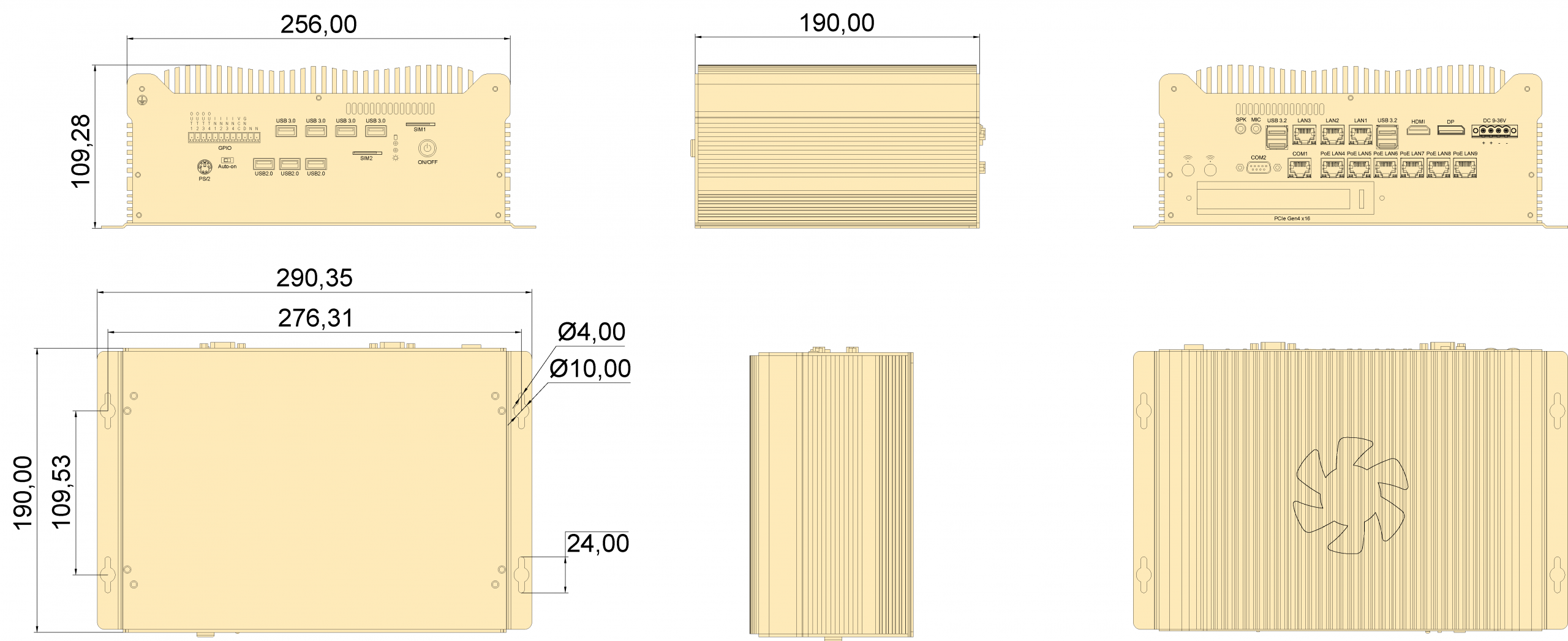 IBOX-601-GT-1P industrial PC support GPU dimensions